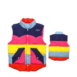B. Fresh Multicolor Color Block Button Up Ski Vest Unisex Size XXL